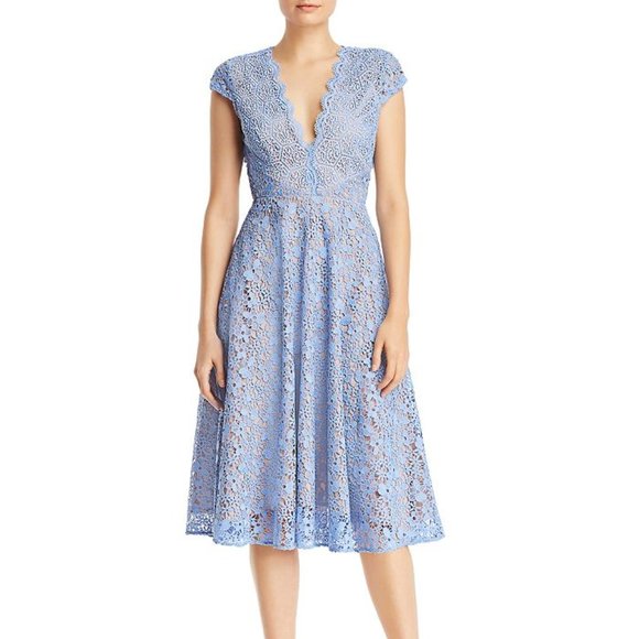 Saulee Dresses & Skirts - Saulee Emma Blue Backless Midi Lace Dress